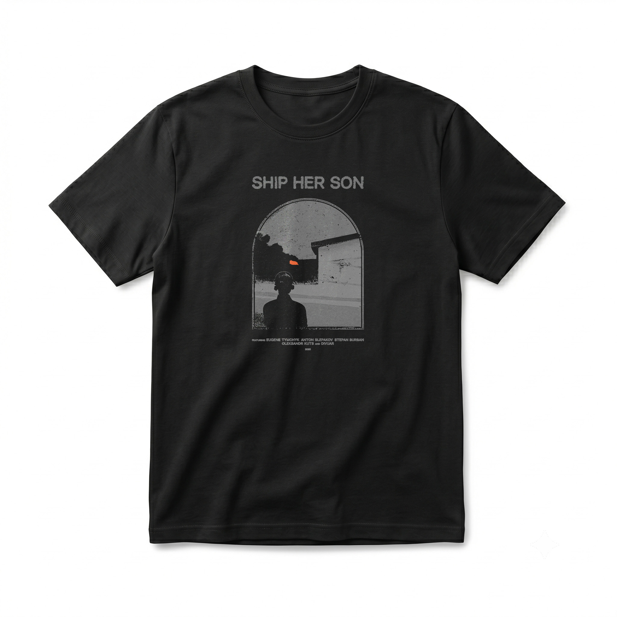 Ship Her Son — Саундтрек t-shirt, black with arched poster print